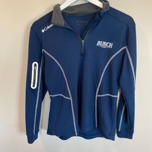 Columbia Busch Beer 1/4 Zip Pullover Blue Medium Golf